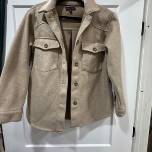 Love Tree Tan Shacket with Classic Collar and Boxy Cut